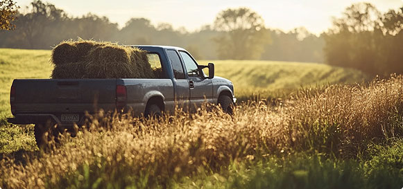 Truck driving on field