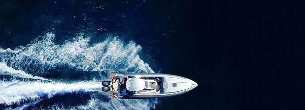 overhead shot of boat on water